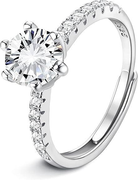 Bague argent 925 rhodie solitaire femme